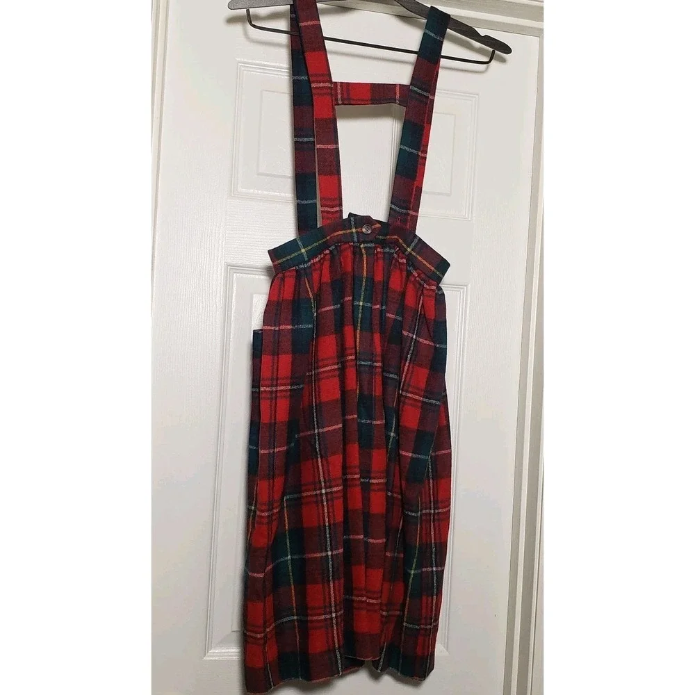 Vintage Ralph Lauren Plaid Wool Skirt Suspenders Girls Size 10 Holidays Acadamia